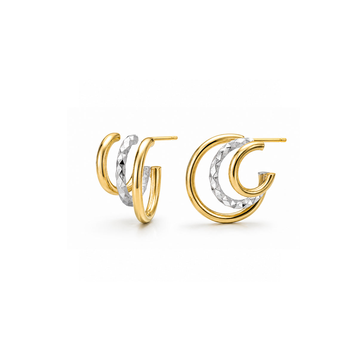 Two-Tone Triple Hoops