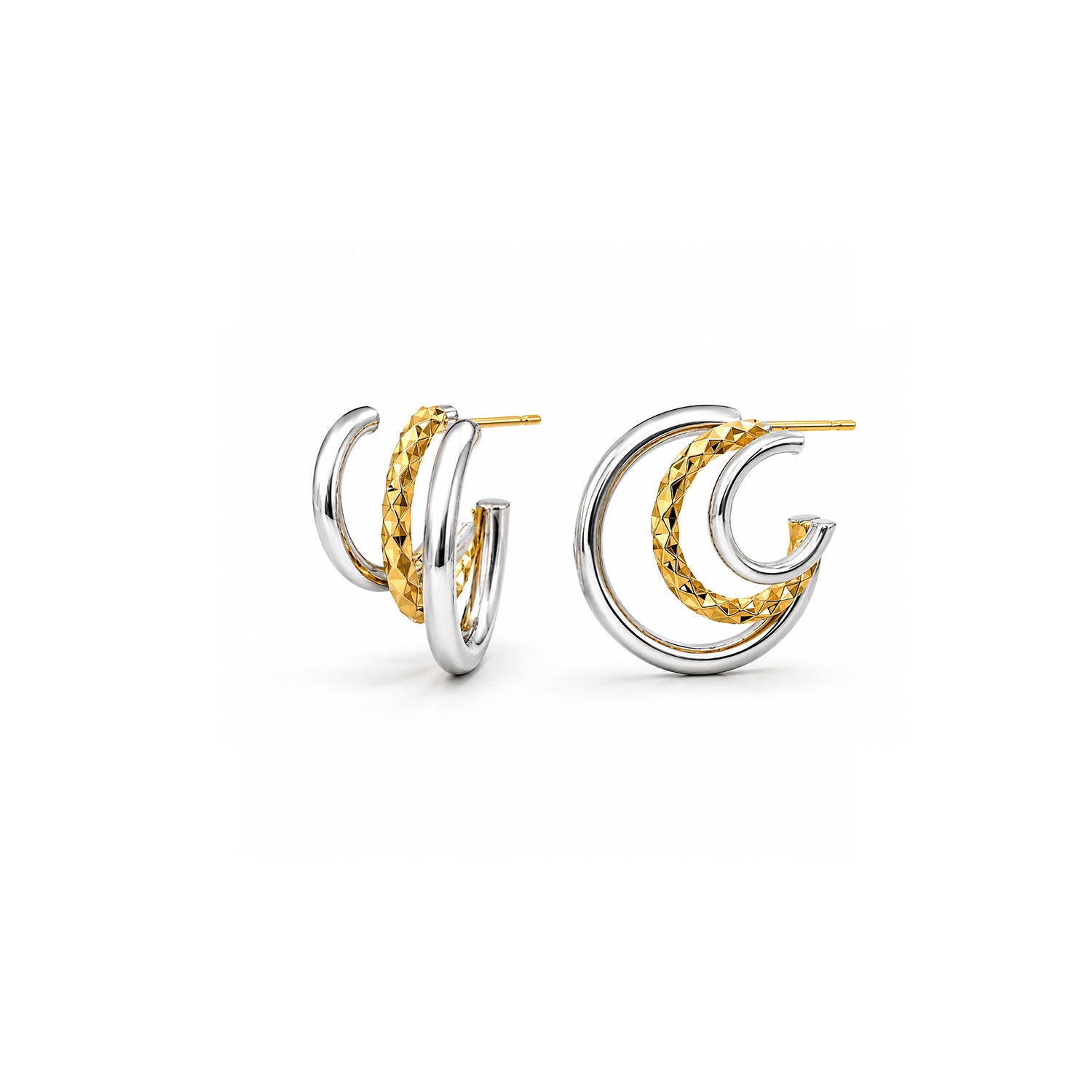 Additional view of Two-Tone Triple Hoops