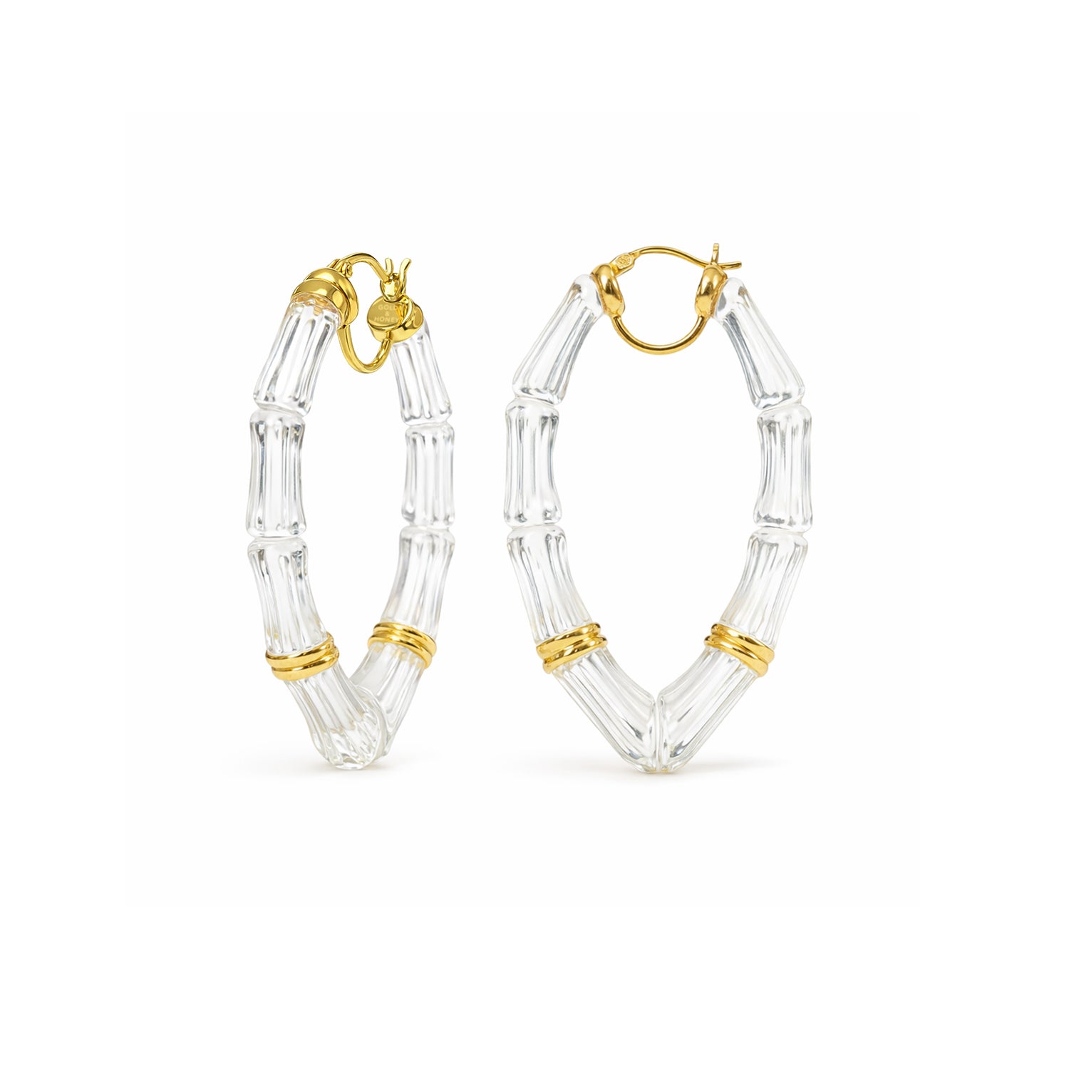 pear shape marquise bamboo hoop earring