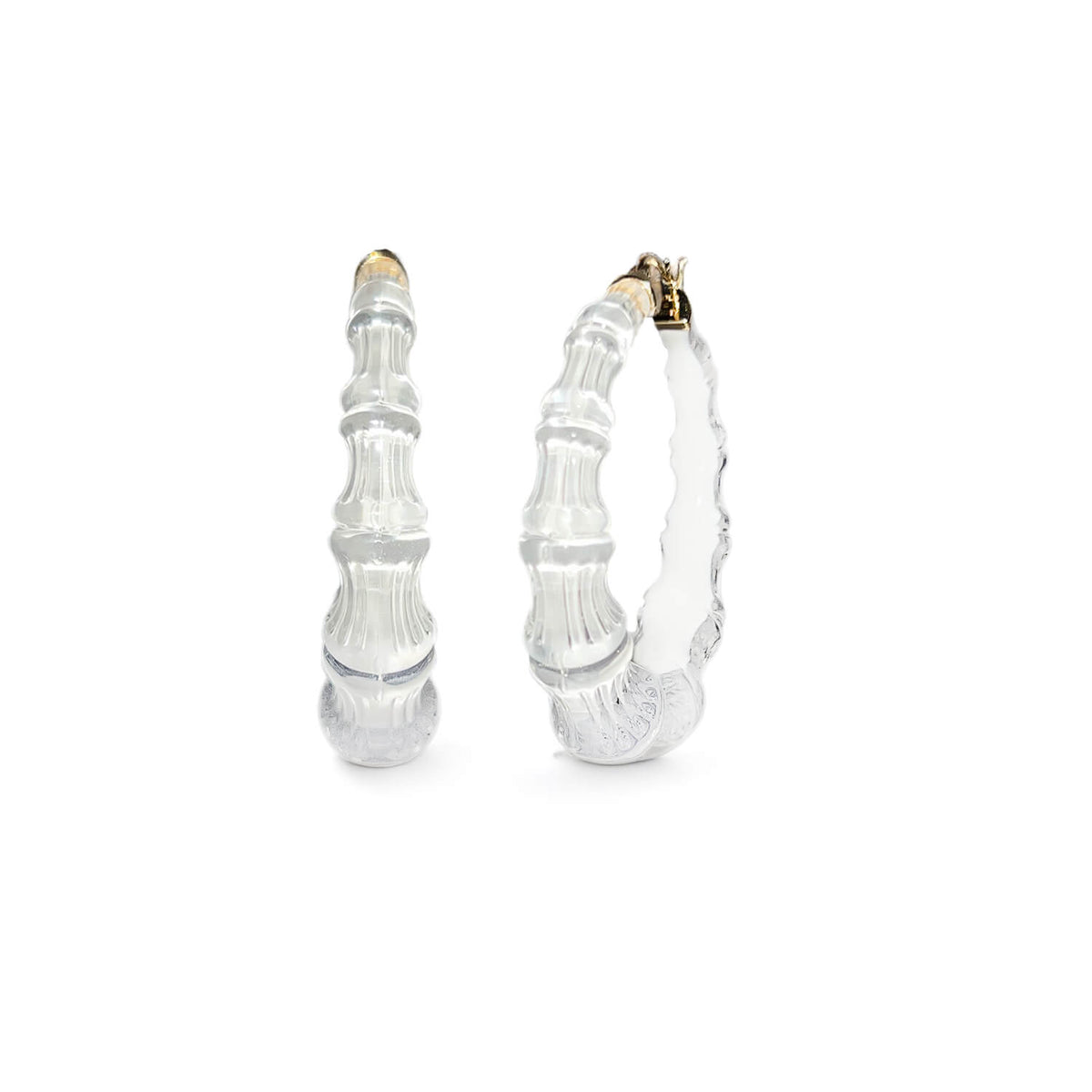 Bamboo Illusion Lucite Hoop Earrings