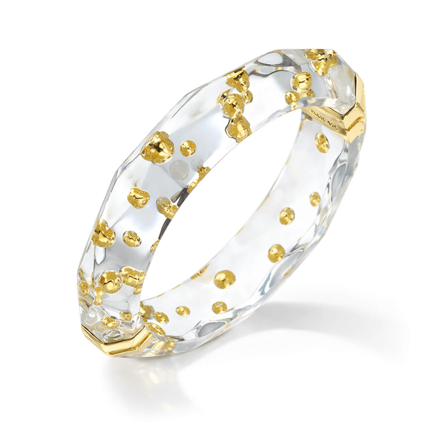 clear and floating gold bead bangle