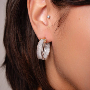 wide silver glitter hoops