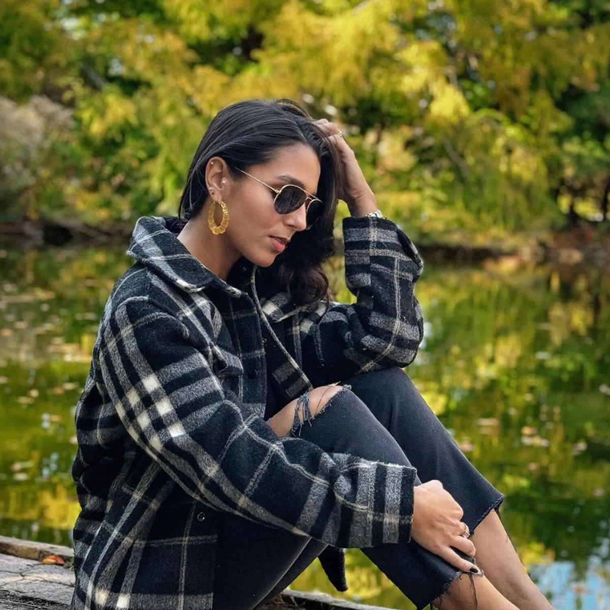 Lemon Yellow Bamboo Hoop Earrings