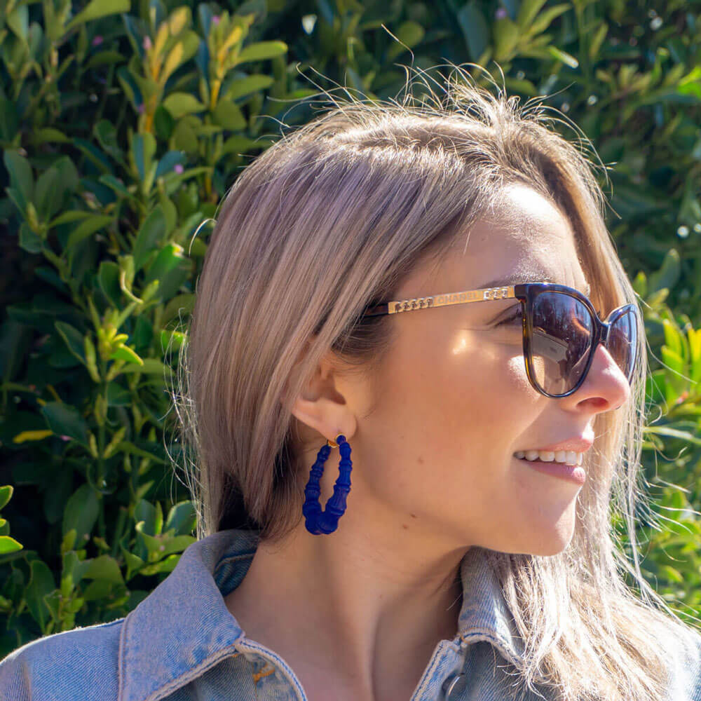 Purple Lucite Bamboo Hoops