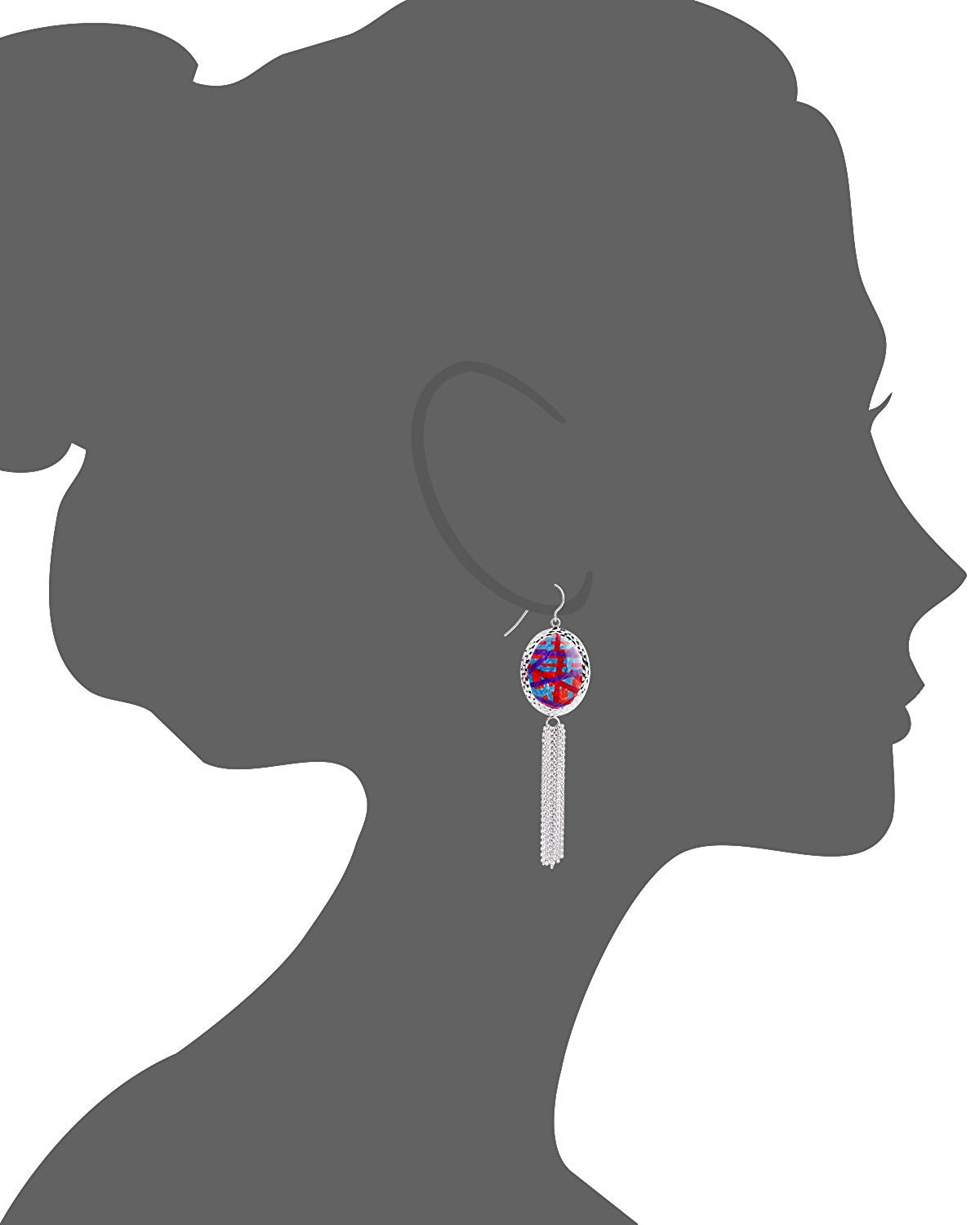 Red and Blue Tassel Earrings Vector