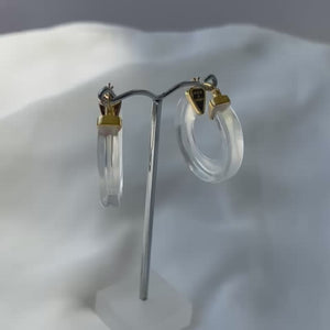 clear Lucite Hoops - Chunky V Hoops