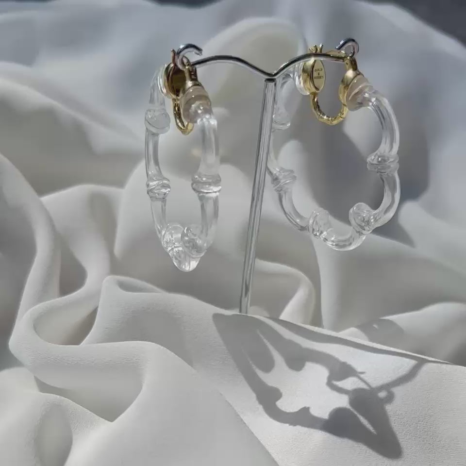 Lucite Bamboo Flower Earrings 