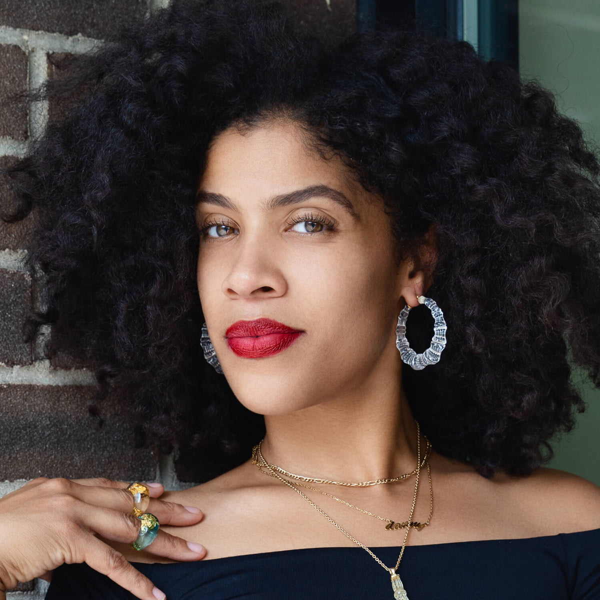 BRONX ISH Clear Lucite Bamboo Hoops