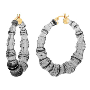 Grey Lucite Bamboo Hoops