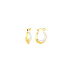 white and Gold Enamel Hoops