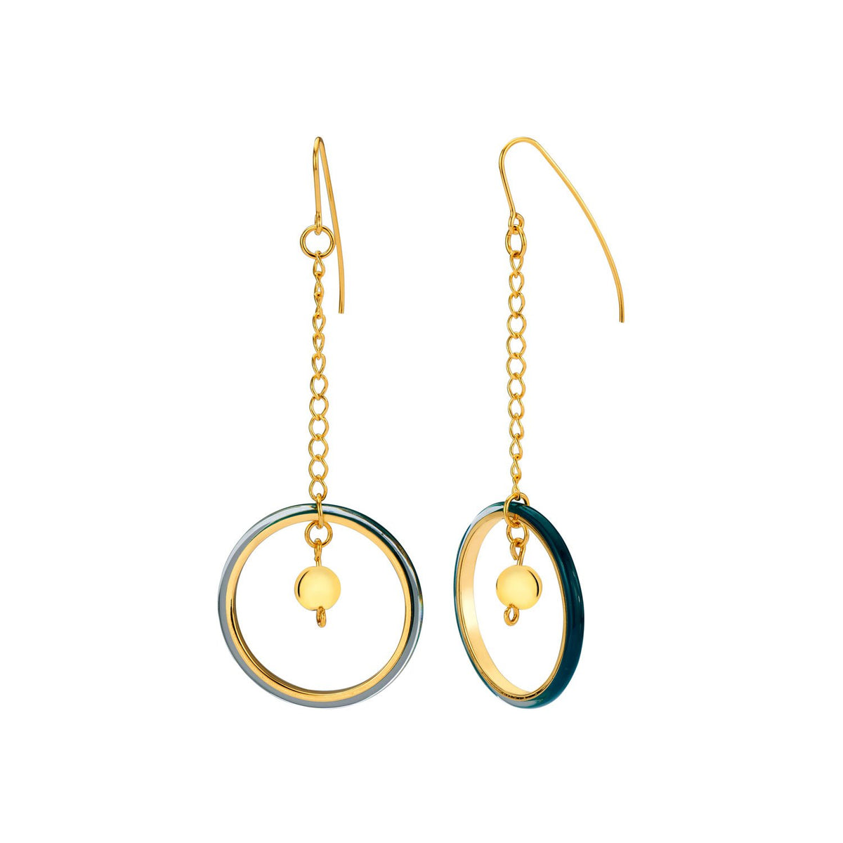 Thin Chain Drop Lucite Earrings with Bead