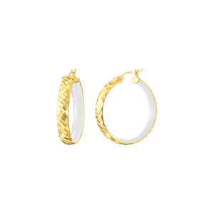 White Enamel Hammered Hoop Earrings