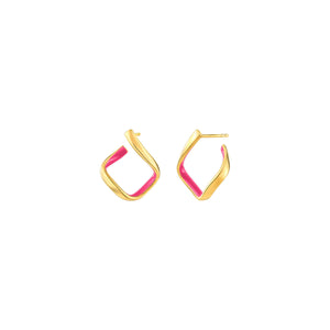 Pink Enamel Twist Hoop Earrings