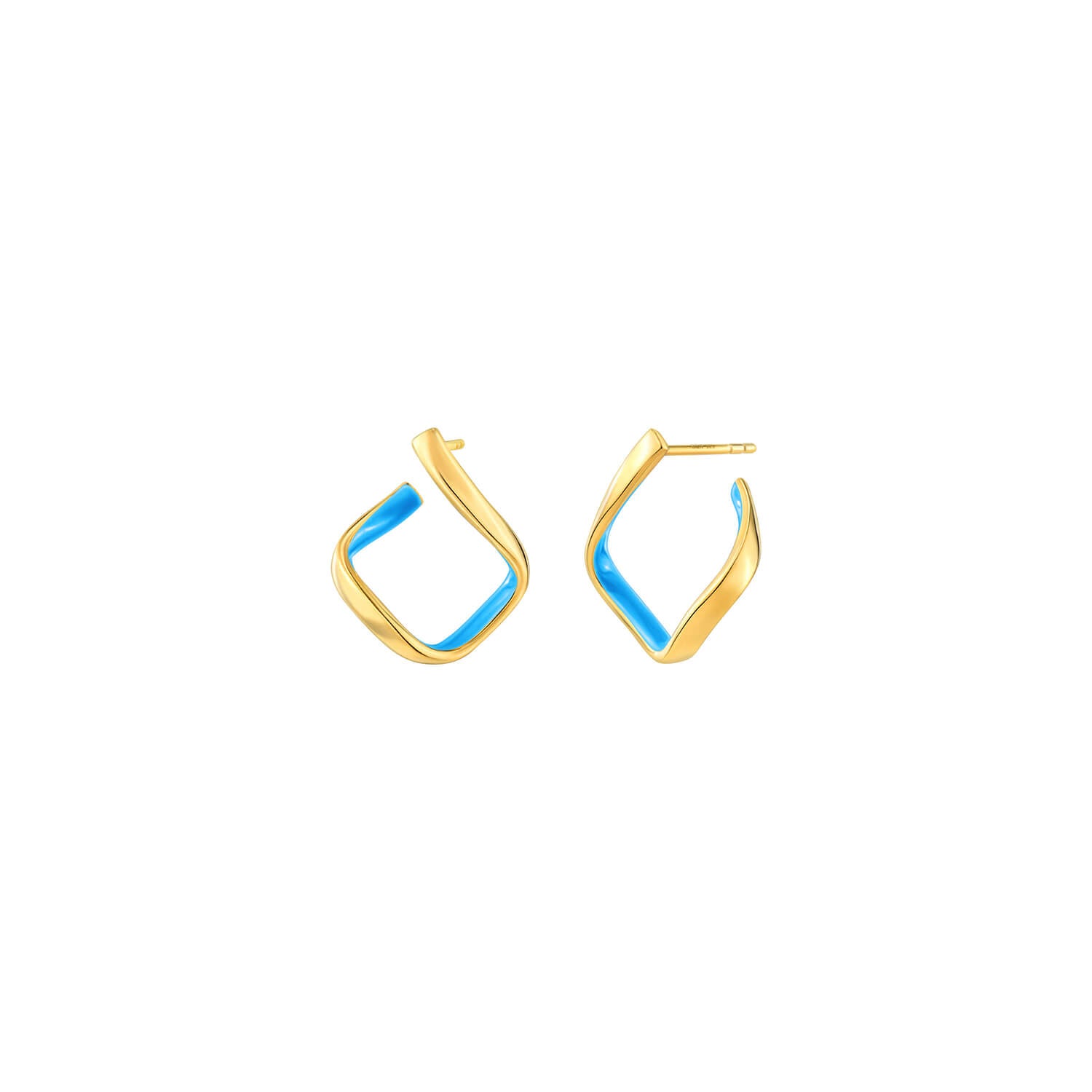 Turquoise Enamel Twist Hoop Earrings