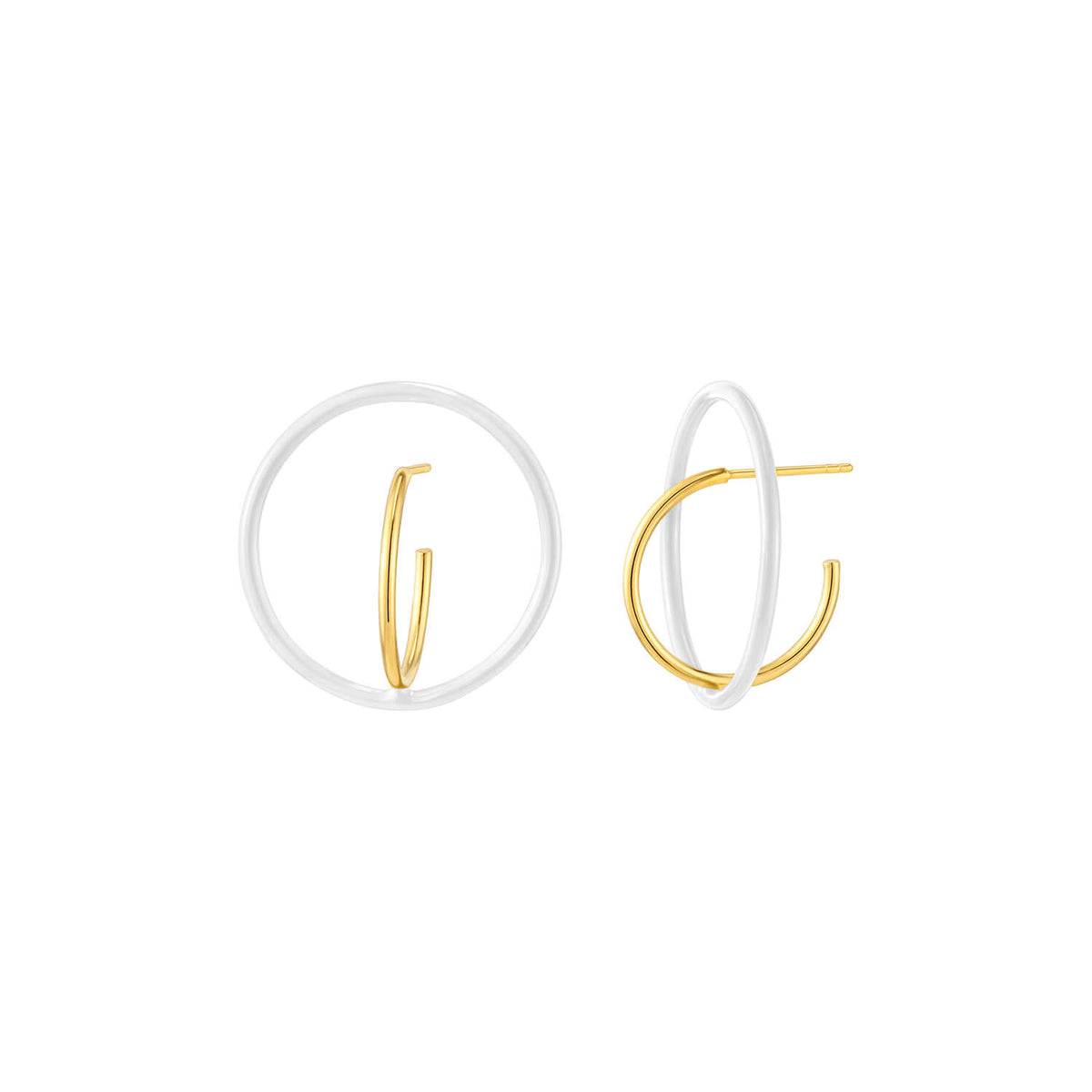 WHITE FLOATING ENAMEL EARRINGS