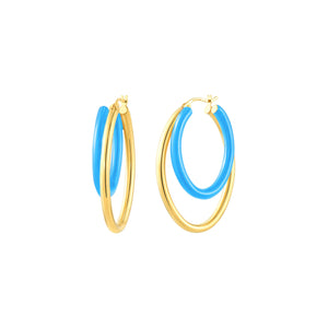 Blue Double Enamel Hoops