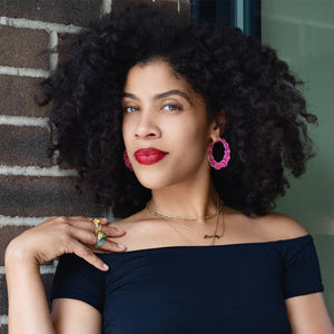 BRONX ISH - Pink Lucite Bamboo Hoops