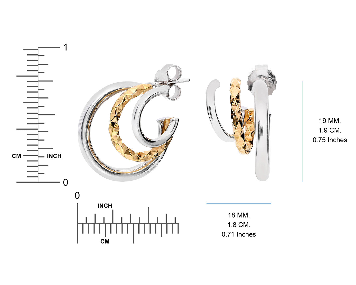 Two-Tone Triple Hoops DIMENSIONS