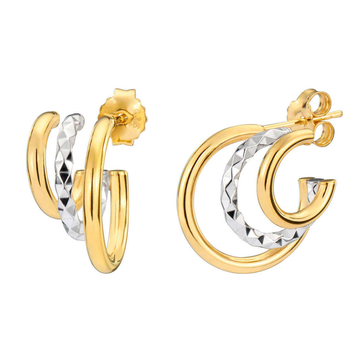 Two-Tone Triple Hoops - GOLD