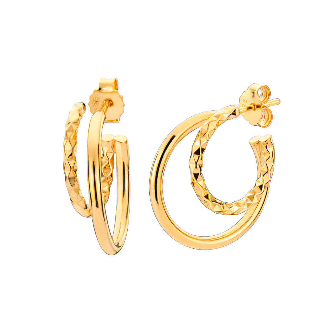 Double Hoop with Diamond Cut - GOLD