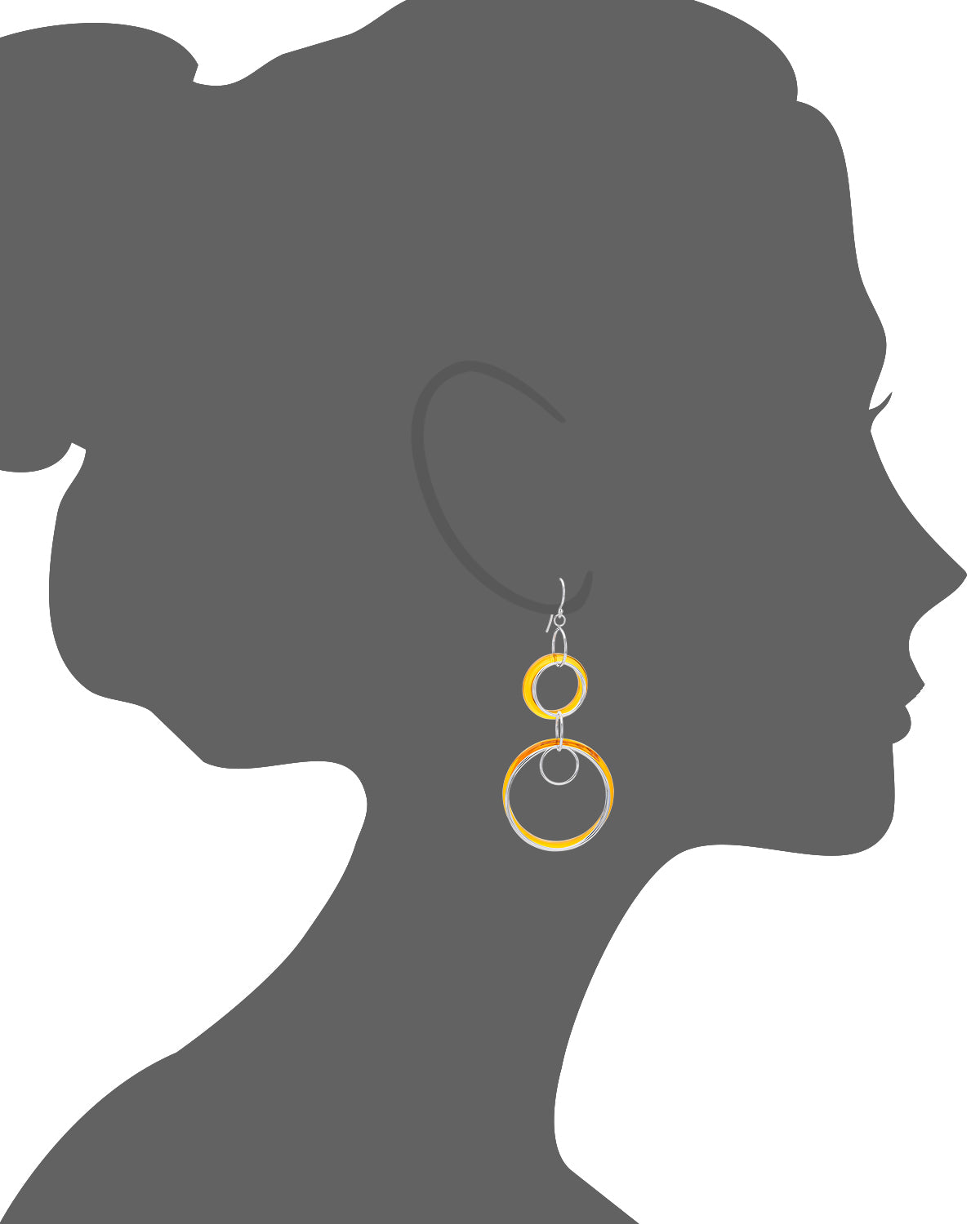 Orange Lucite and Silver Drop Earrings VECTOR