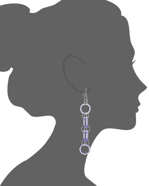 Purple Lucite and Silver Drop Earrings VECTOR