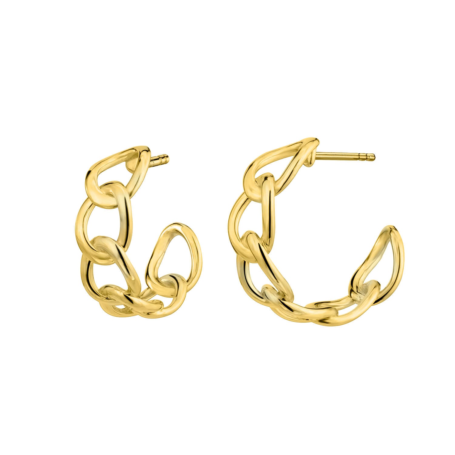 CHUNKY LINK HOOP EARRINGS IN GOLD