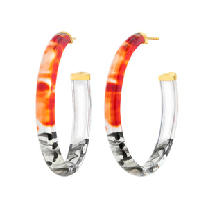 RED AND BLACK LUCITE HOOP EARRINGS - GAME DAY COLORS