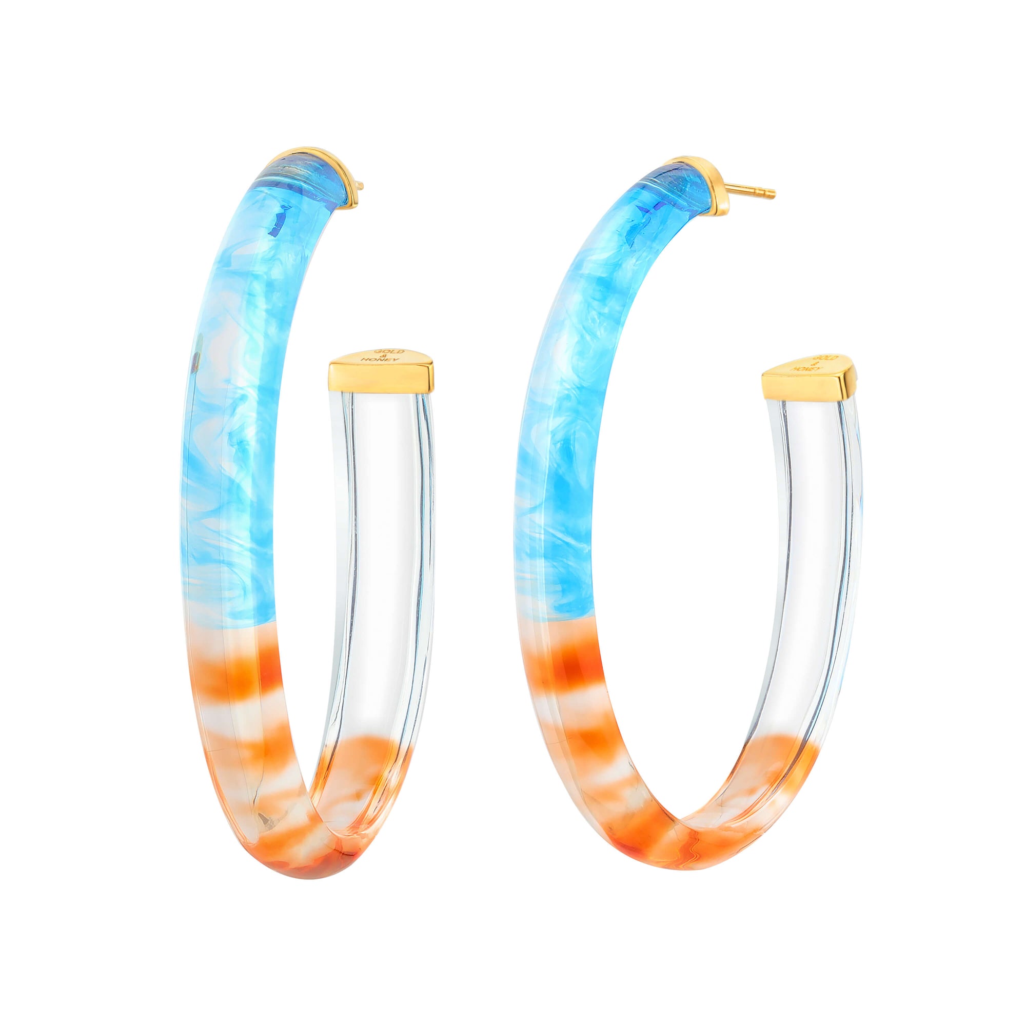Blue and Orange Lucite Hoop Earrings - Game day colors