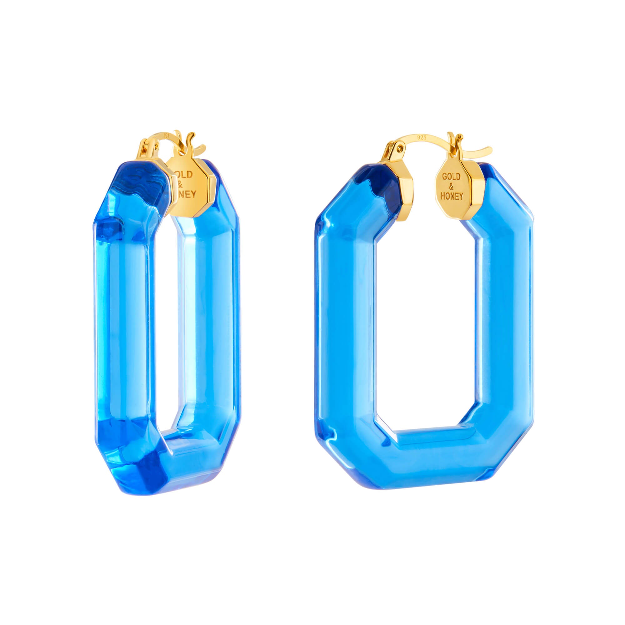 Blue Emerald Hoops