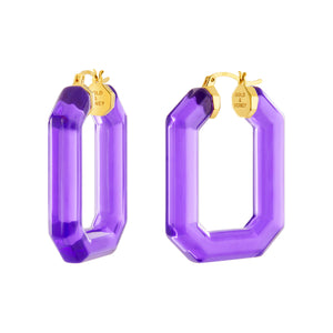 Purple Emerald Hoops