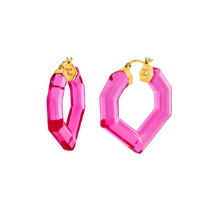 PINK HEART GEMSTONE HOOPS