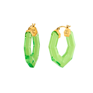 GREEN PEAR SHAPE GEM HOOPS