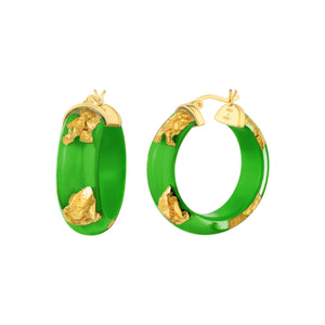 Green Gold Leaf Hoops