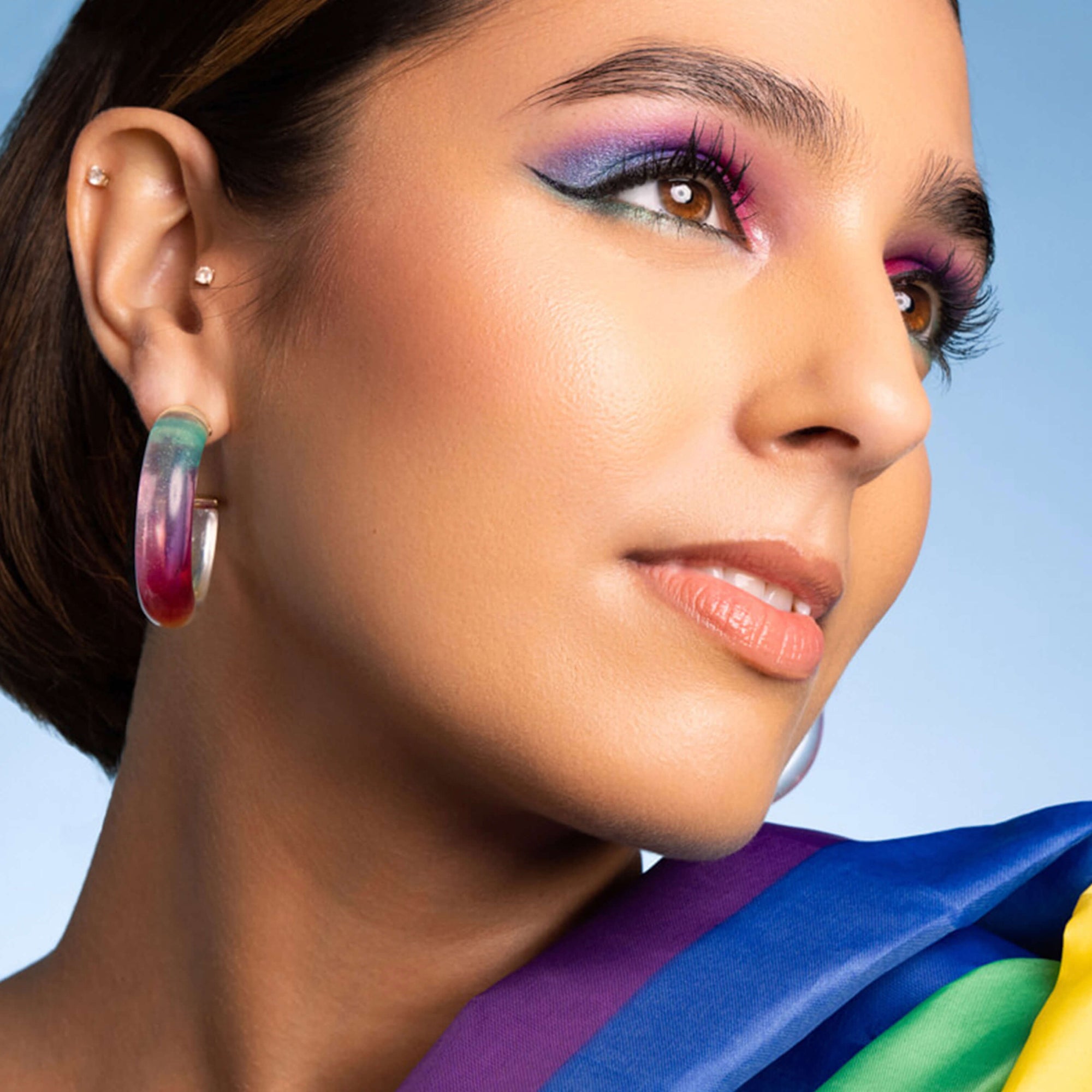 Colorful Glitter Mermaid Lucite Hoops