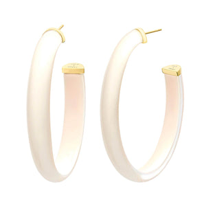 XL Oval Illusion Nude Lucite Hoops -NUDE 1
