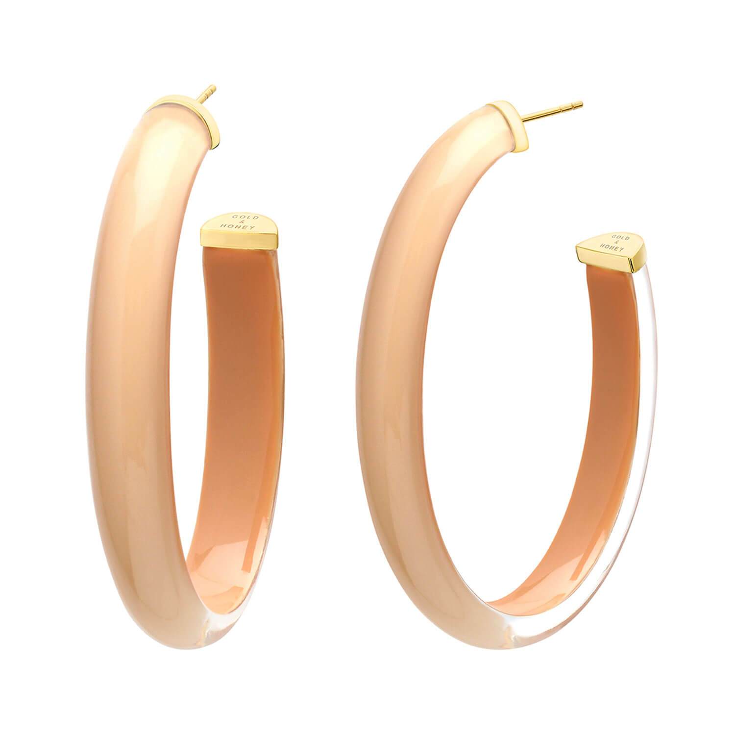 XL Oval Illusion Nude Lucite Hoops - NUDE4