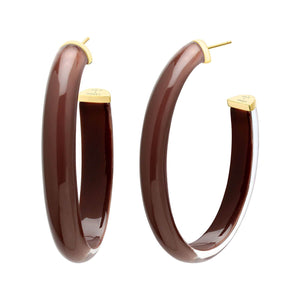 XL Oval Illusion Nude Lucite Hoops - NUDE5