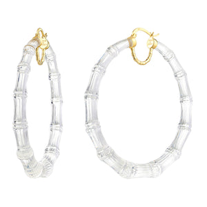 XL Clear Lucite Bamboo Hoop Earring