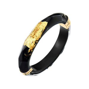 24K Gold Leaf Thin Faceted Lucite Bangle - BLACK