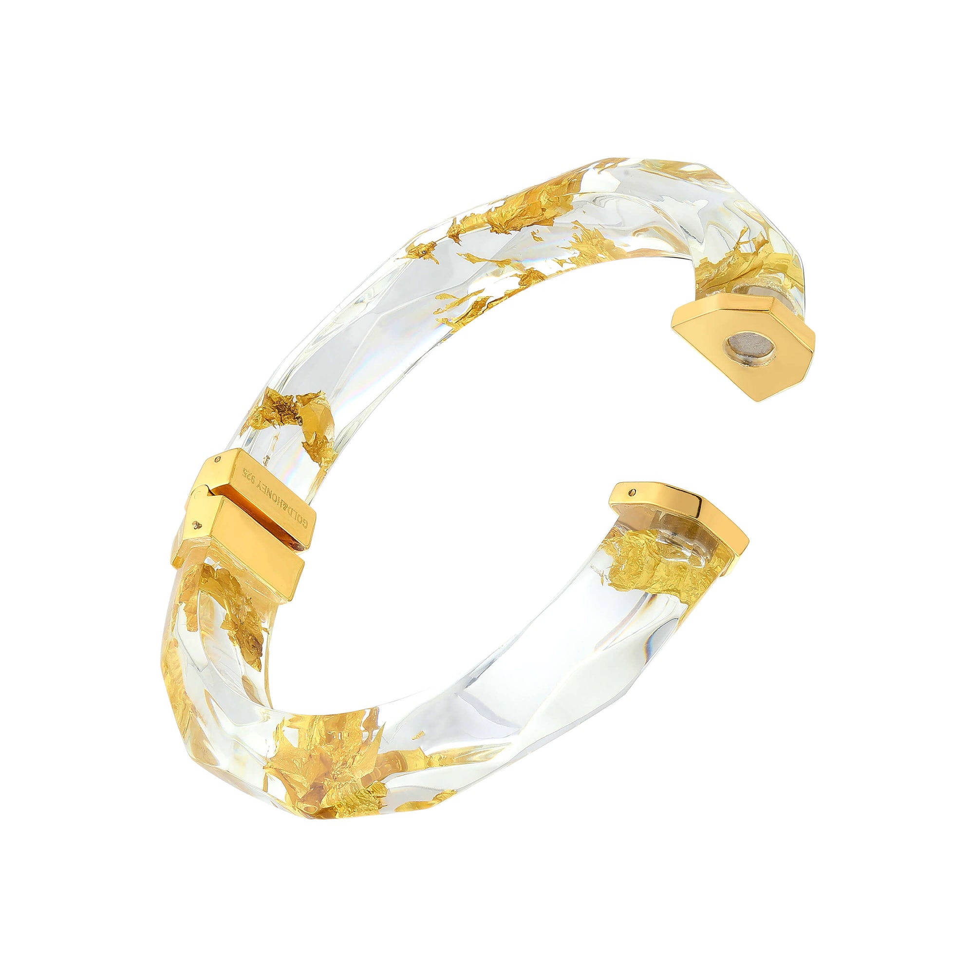 24K Gold Leaf Thin Lucite Bangle in Clear