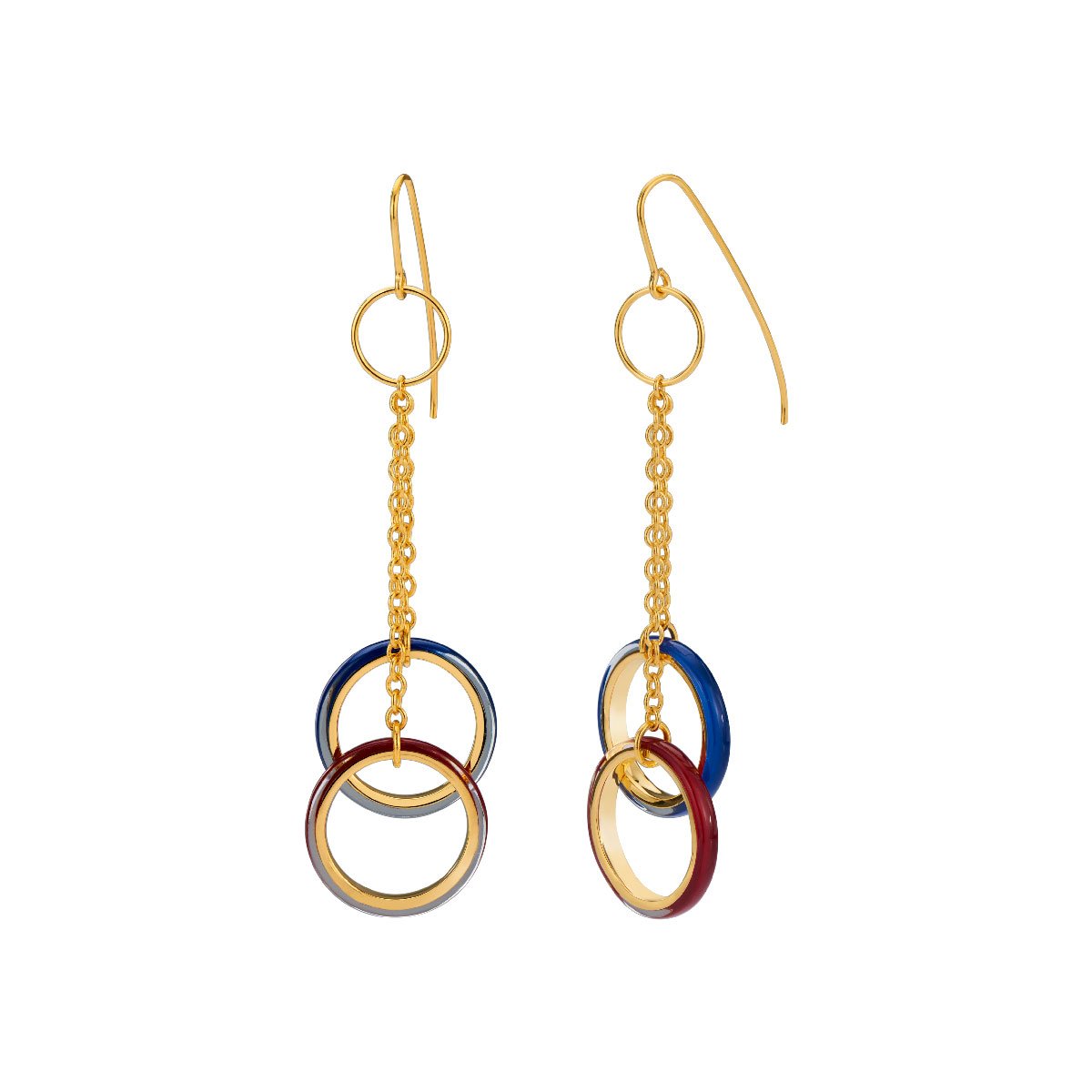 Thin Double Drop Lucite Earrings with Chain
