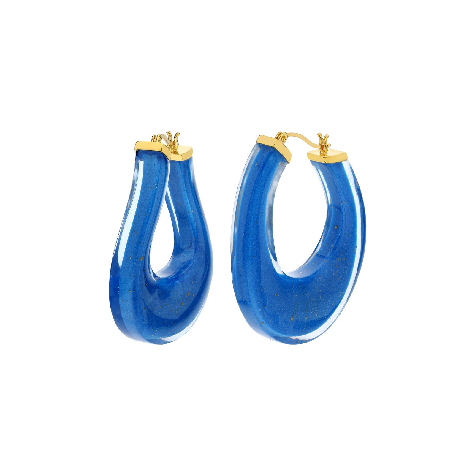 Medium Twisted Horseshoe Lucite Hoops BLUE