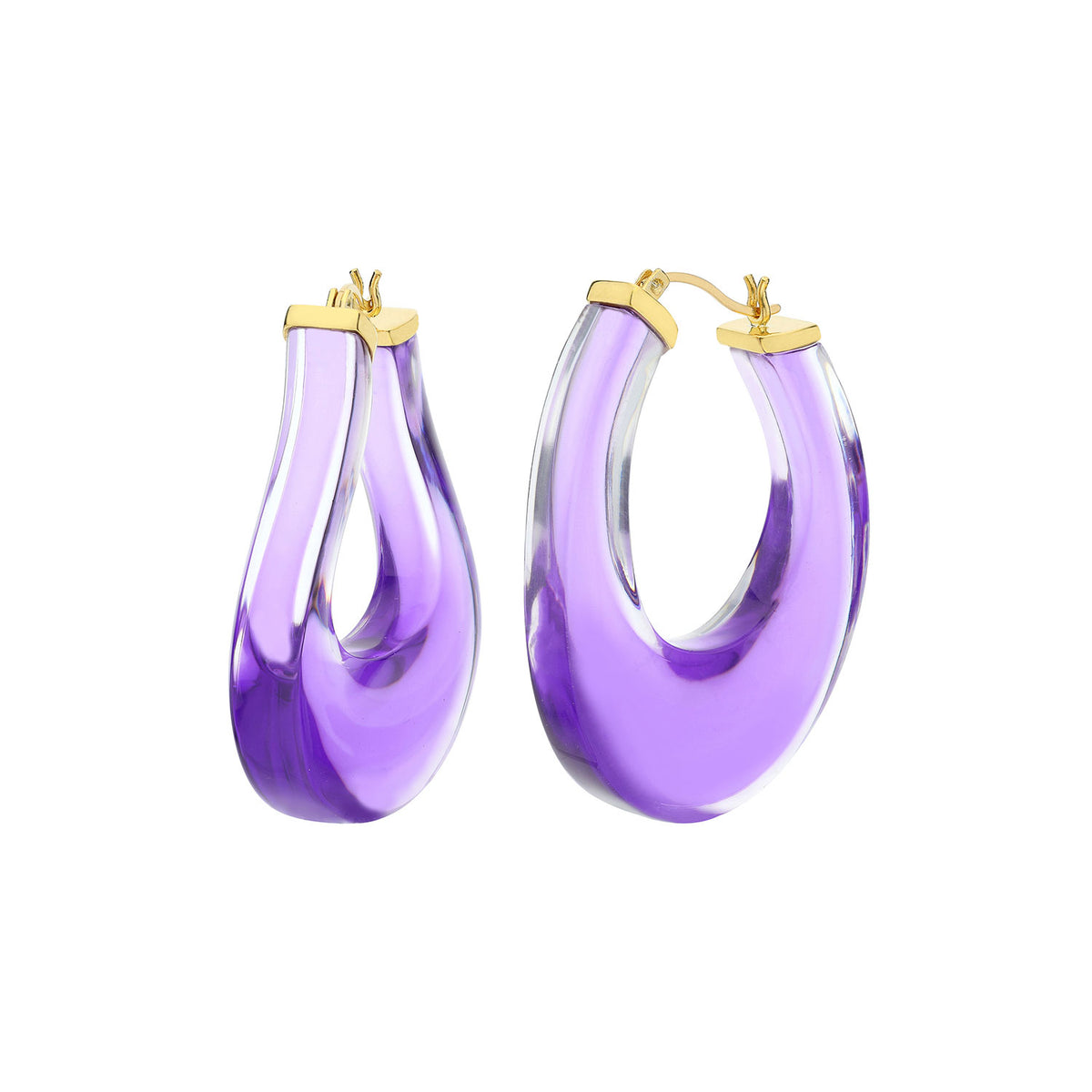 Medium Twisted Horseshoe Lucite Hoops - PURPLE