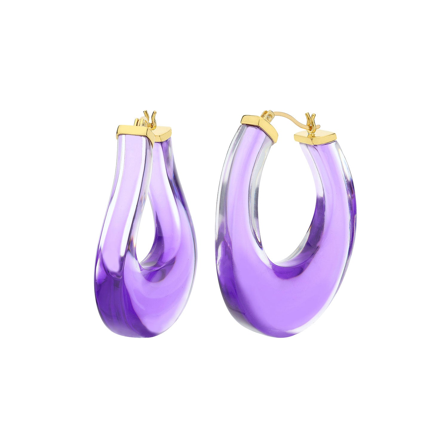 Medium Twisted Horseshoe Lucite Hoops - PURPLE