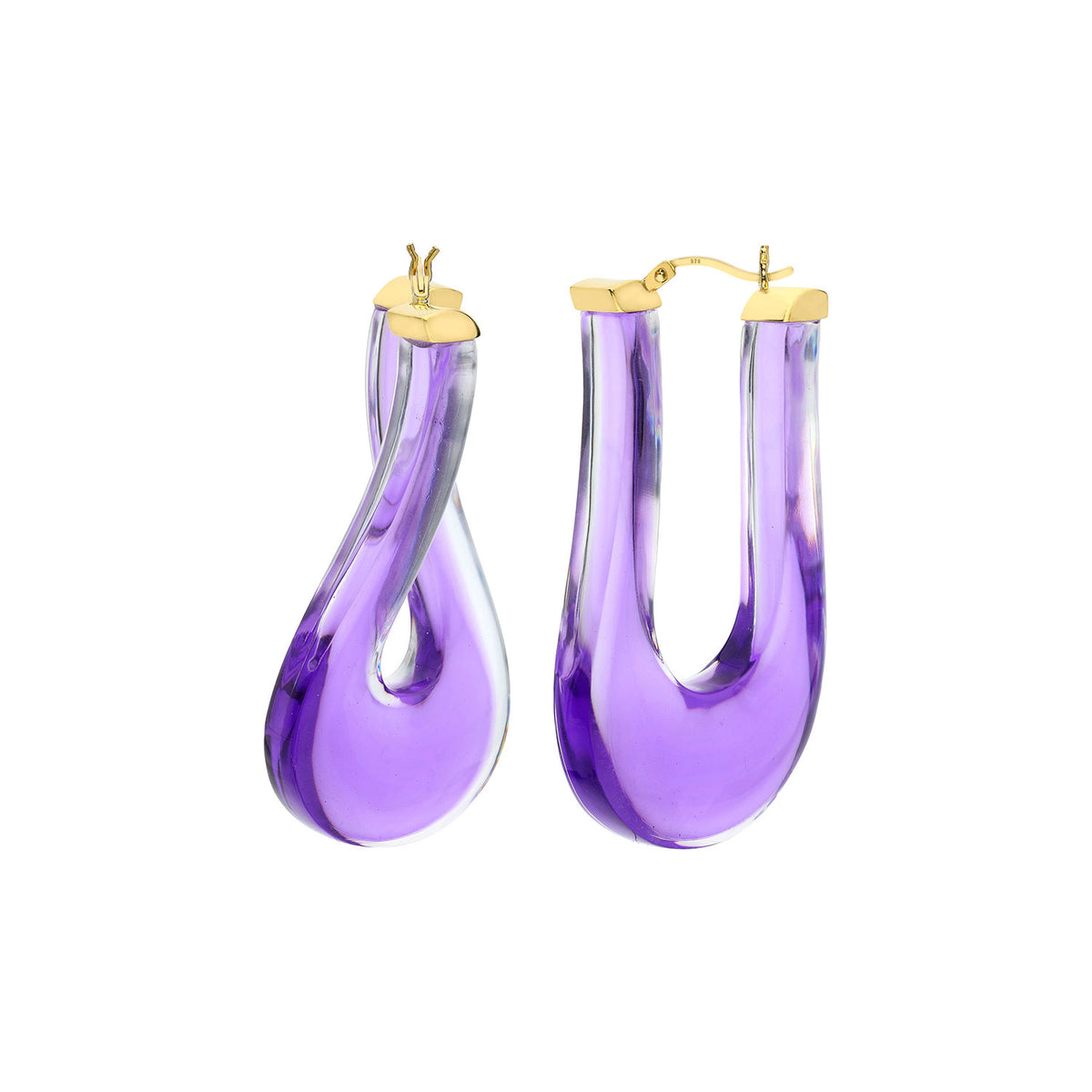 Large Twisted Horseshoe Lucite Hoops - PURPLE