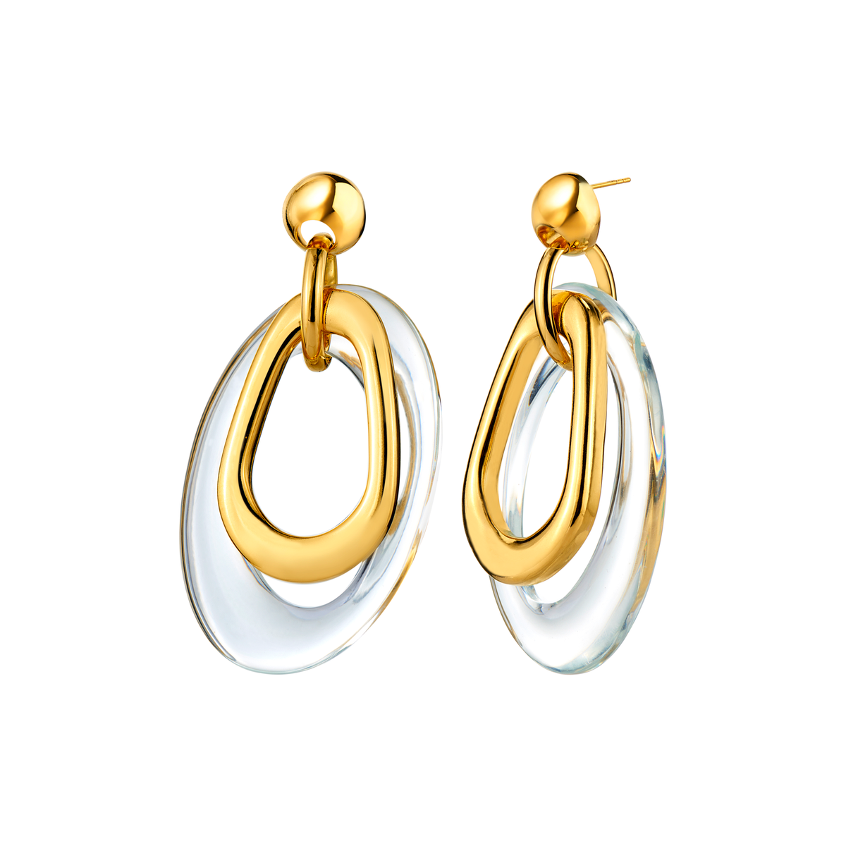 Clear Abstract Oval Link Lucite Earrings