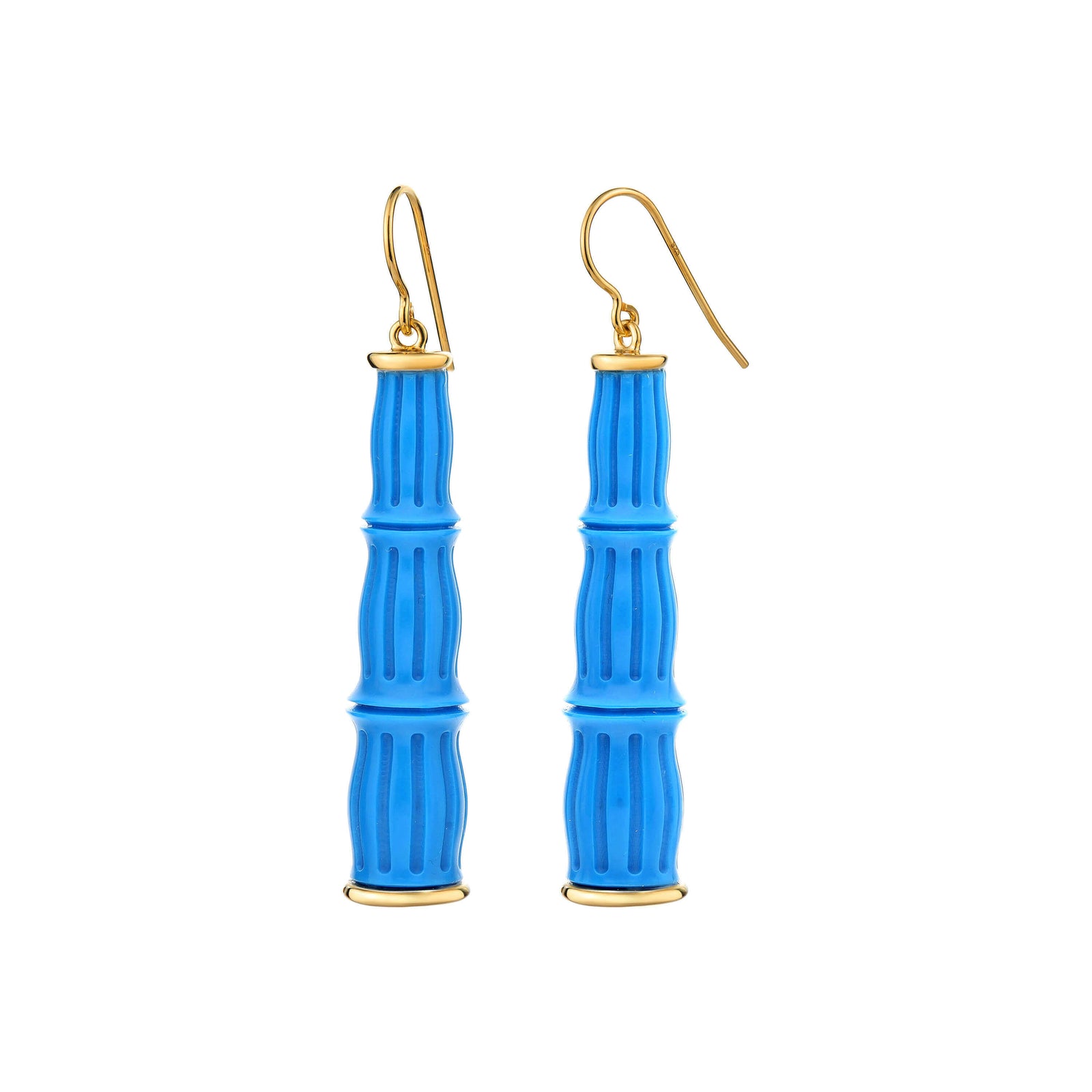 Turquoise Lucite Dangle Bamboo Earrings