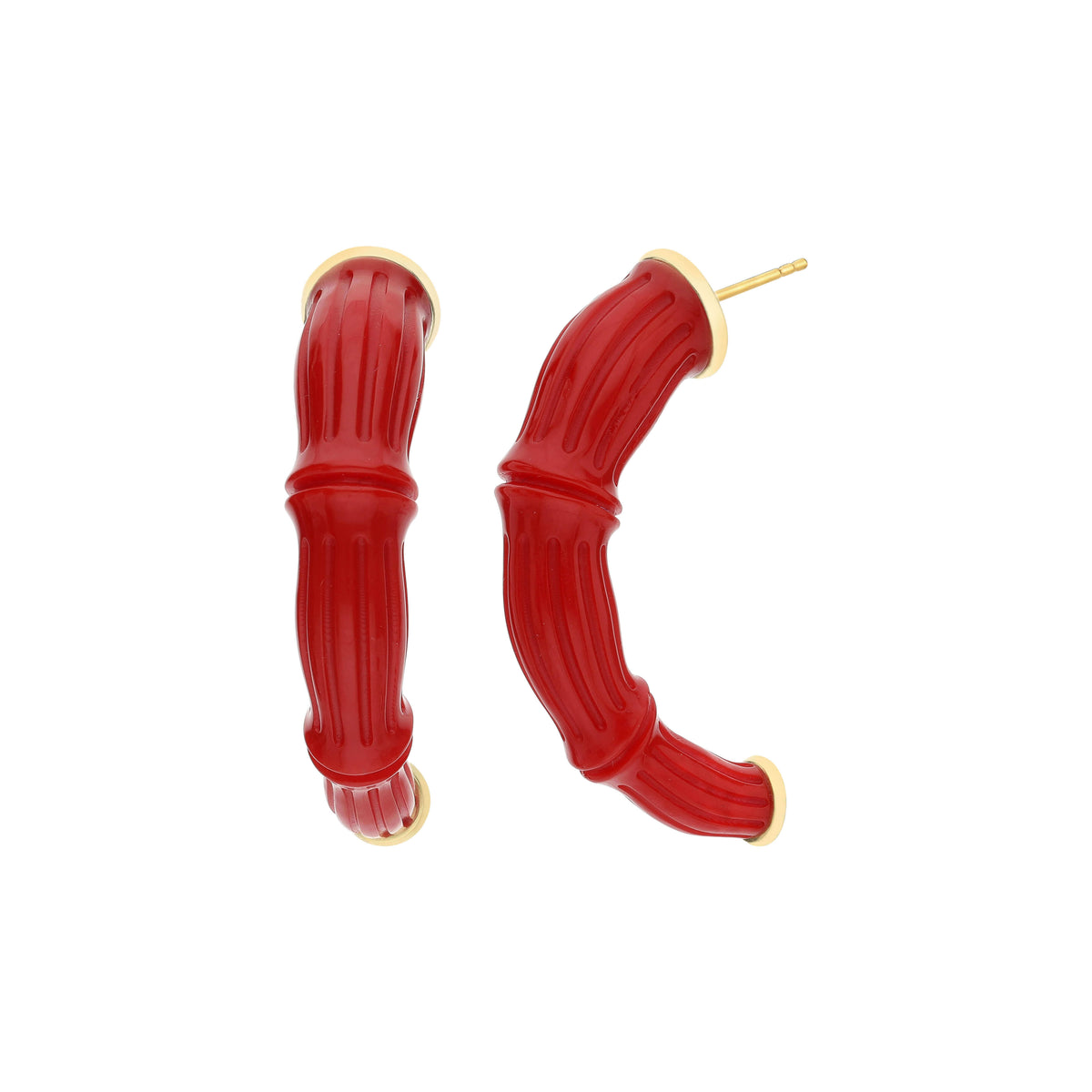 Claw Bamboo Earrings - RED