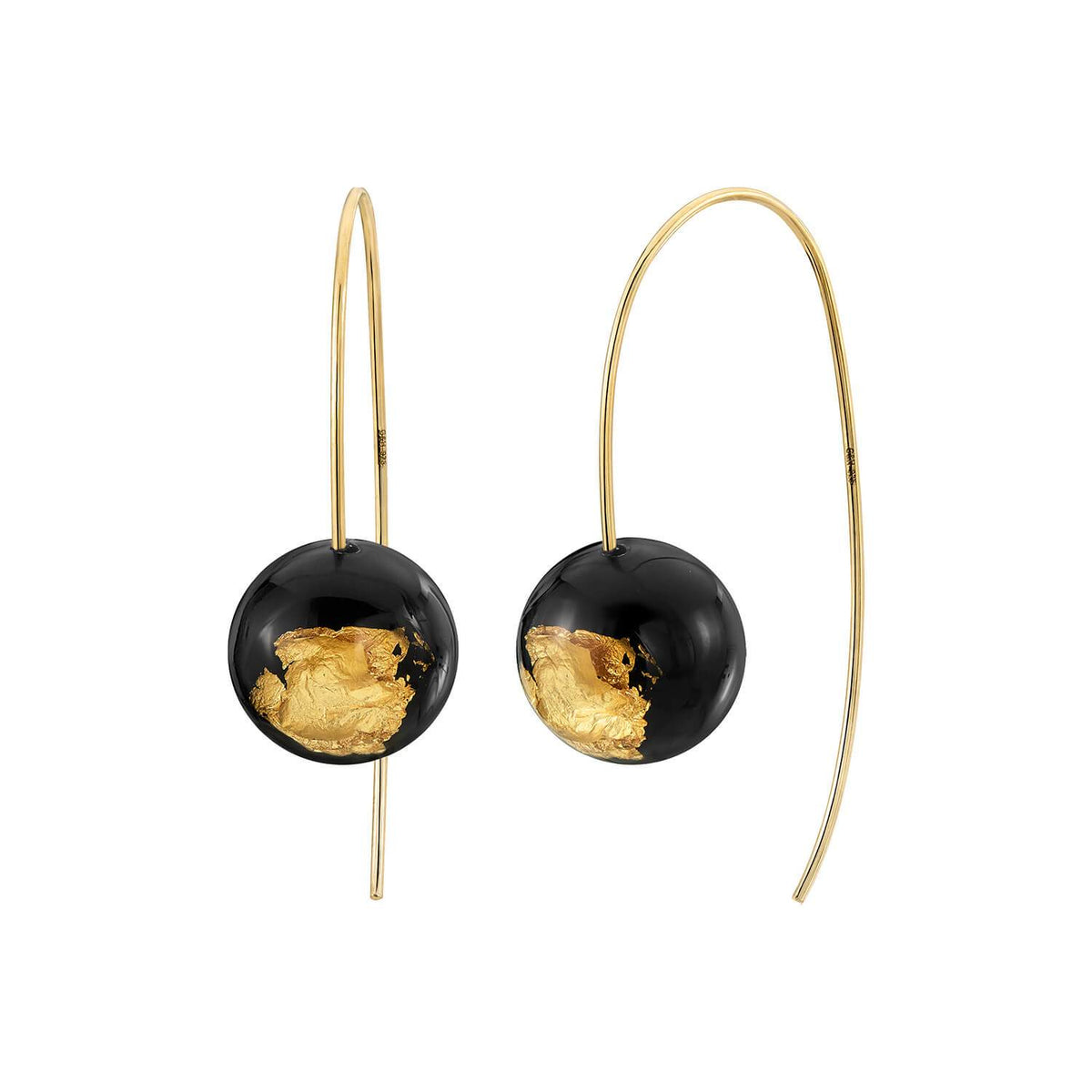 Bead Wishbone Earrings - BLACK
